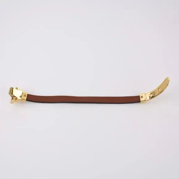 Michael Kors Brown Leather Gold Buckle Bracelet - Picture 2 of 3